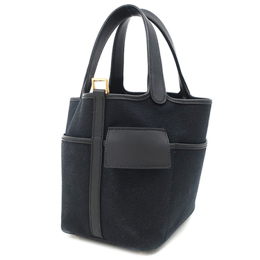 エルメス HERMES ピコタンロック カーゴPM ブラック ヴォースイフト トワルゴエラン ハンドバッグ ゴールド金具 黒