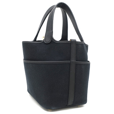 エルメス HERMES ピコタンロック カーゴPM ブラック ヴォースイフト トワルゴエラン ハンドバッグ ゴールド金具 黒