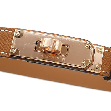 エルメス HERMES ケリー 18 ゴールド ヴォーエプソン GP ベルト ピンクゴールド金具 茶 ターンロック金具 スライド調節