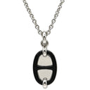 エルメス HERMES ミニマイヨン ブラックXシルバー メタル エナメル ネックレス シルバー金具 シェーヌダンクル 黒