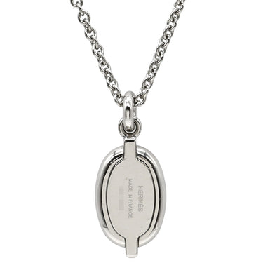 エルメス HERMES ミニマイヨン ブラックXシルバー メタル エナメル ネックレス シルバー金具 シェーヌダンクル 黒