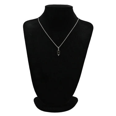 エルメス HERMES ミニマイヨン ブラックXシルバー メタル エナメル ネックレス シルバー金具 シェーヌダンクル 黒