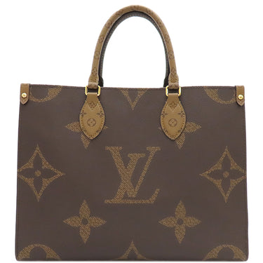 ルイヴィトン LOUIS VUITTON オンザゴー MM M45321 モノグラム モノグラムキャンバス モノグラムリバースキャンバス トートバッグ ゴールド金具 茶 ハンドバッグ ジャイアントモノグラム