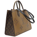 ルイヴィトン LOUIS VUITTON オンザゴー MM M45321 モノグラム モノグラムキャンバス モノグラムリバースキャンバス トートバッグ ゴールド金具 茶 ハンドバッグ ジャイアントモノグラム