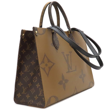 ルイヴィトン LOUIS VUITTON オンザゴー MM M45321 モノグラム モノグラムキャンバス モノグラムリバースキャンバス トートバッグ ゴールド金具 茶 ハンドバッグ ジャイアントモノグラム