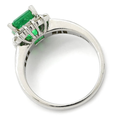 ノンブランド NON BRAND エメラルド ダイヤモンド リング プラチナシルバー Pt900 エメラルド ダイヤモンド リング 指輪 グリーン 緑 スクエア 17.5号