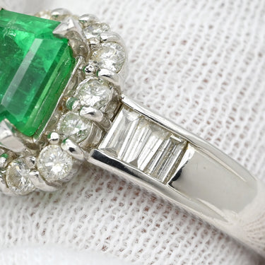 ノンブランド NON BRAND エメラルド ダイヤモンド リング プラチナシルバー Pt900 エメラルド ダイヤモンド リング 指輪 グリーン 緑 スクエア 17.5号