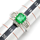 ノンブランド NON BRAND エメラルド ダイヤモンド リング プラチナシルバー Pt900 エメラルド ダイヤモンド リング 指輪 グリーン 緑 スクエア 17.5号
