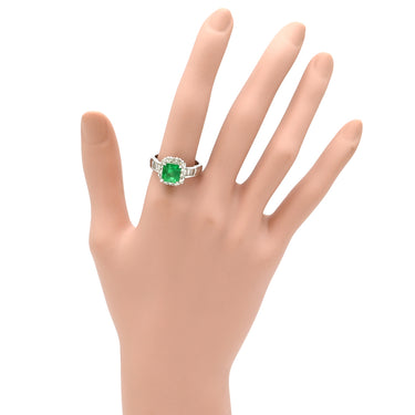 ノンブランド NON BRAND エメラルド ダイヤモンド リング プラチナシルバー Pt900 エメラルド ダイヤモンド リング 指輪 グリーン 緑 スクエア 17.5号