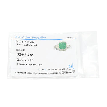 ノンブランド NON BRAND エメラルド ダイヤモンド リング プラチナシルバー Pt900 エメラルド ダイヤモンド リング 指輪 グリーン 緑 スクエア 17.5号
