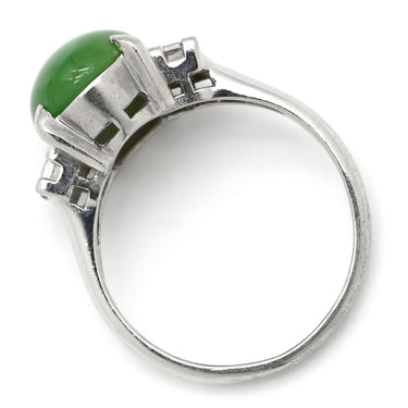 ノンブランド NON BRAND ヒスイ ダイヤリング プラチナシルバー Pt900 ヒスイ ダイヤモンド リング 指輪 翡翠 グリーン 11.5号