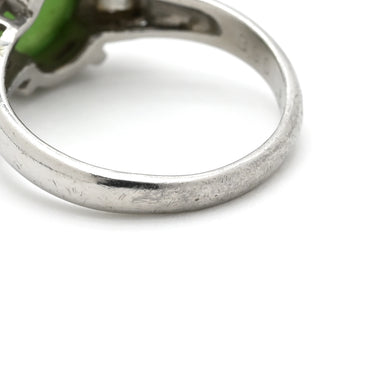 ノンブランド NON BRAND ヒスイ ダイヤリング プラチナシルバー Pt900 ヒスイ ダイヤモンド リング 指輪 翡翠 グリーン 11.5号