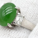 ノンブランド NON BRAND ヒスイ ダイヤリング プラチナシルバー Pt900 ヒスイ ダイヤモンド リング 指輪 翡翠 グリーン 11.5号