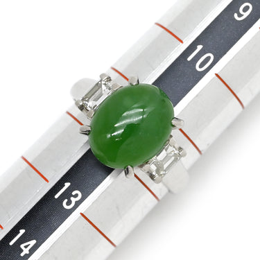 ノンブランド NON BRAND ヒスイ ダイヤリング プラチナシルバー Pt900 ヒスイ ダイヤモンド リング 指輪 翡翠 グリーン 11.5号