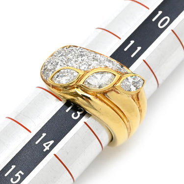 ノンブランド NON BRAND ダイヤリング イエローゴールド K18YG ダイヤモンド リング 指輪 マーキスカット ラウンドカット 12号