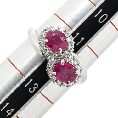 ノンブランド NON BRAND ルビー ダイヤリング プラチナシルバー Pt900 ルビー ダイヤモンド リング 指輪 レッド 赤 12号