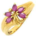 ノンブランド NON BRAND ルビーリング イエローゴールド K18YG ルビー ダイヤモンド リング 指輪 レッド 赤 マーキスカット フラワー 10号