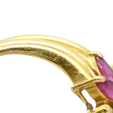 ノンブランド NON BRAND ルビーリング イエローゴールド K18YG ルビー ダイヤモンド リング 指輪 レッド 赤 マーキスカット フラワー 10号