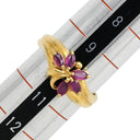 ノンブランド NON BRAND ルビーリング イエローゴールド K18YG ルビー ダイヤモンド リング 指輪 レッド 赤 マーキスカット フラワー 10号