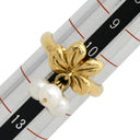 クリスチャン・ディオール Christian Dior アコヤパールリング イエローゴールド K18YG パール リング 指輪 リーフ Au750 18K 18金 あこや 11号