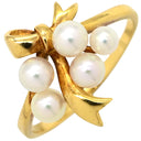 ミキモト MIKIMOTO パールホワイト×イエローゴールド K18YG パール リング 指輪 Au750 18K 18金 真珠 アコヤ あこや ベビーパール リボンモチーフ 11号