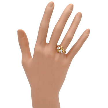 ミキモト MIKIMOTO パールホワイト×イエローゴールド K18YG パール リング 指輪 Au750 18K 18金 真珠 アコヤ あこや ベビーパール リボンモチーフ 11号