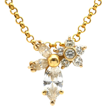 ノンブランド NON BRAND ダイヤペンダント イエローゴールド K18YG ダイヤモンド ネックレス 750 18K フラワーモチーフ