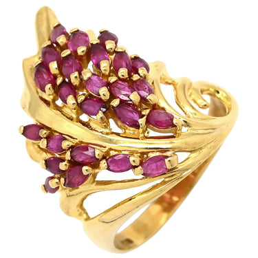 ノンブランド NON BRAND ルビーリング イエローゴールド×レッド K18YG ルビー リング 指輪 Au750 18K 18金 9.5号