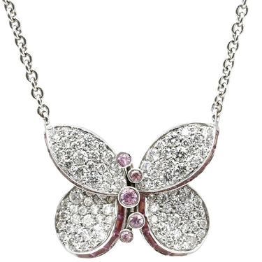 グラフ GRAFF ベビー プリンセス バタフライ ホワイトゴールド K18WG ダイヤモンド ピンクサファイア パープルサファイア ネックレス