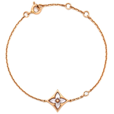 ルイヴィトン LOUIS VUITTON スターブロッサム BB ピンクゴールド K18PG ホワイトマザーオブパール ブレスレット LV モノグラムフラワー ホワイトシェル 一粒ダイヤ 750