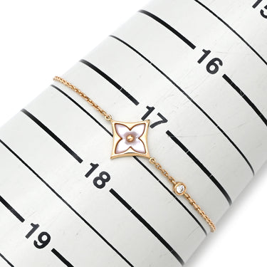 ルイヴィトン LOUIS VUITTON スターブロッサム BB ピンクゴールド K18PG ホワイトマザーオブパール ブレスレット LV モノグラムフラワー ホワイトシェル 一粒ダイヤ 750