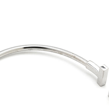 ティファニー Tiffany & Co Tワイヤー ホワイトゴールド×シルバー K18WG ダイヤモンド ブレスレット T&Co. Au750 18K バングル T字型