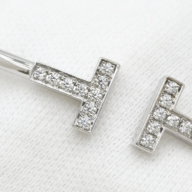 ティファニー Tiffany & Co Tワイヤー ホワイトゴールド×シルバー K18WG ダイヤモンド ブレスレット T&Co. Au750 18K バングル T字型
