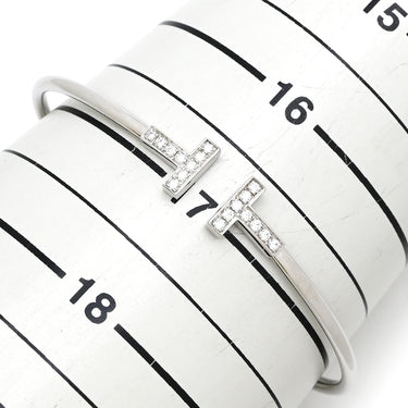 ティファニー Tiffany & Co Tワイヤー ホワイトゴールド×シルバー K18WG ダイヤモンド ブレスレット T&Co. Au750 18K バングル T字型