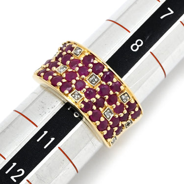 ノンブランド NON BRAND ルビー ダイヤリング イエローゴールド K10YG ルビー ダイヤモンド リング 指輪 レッド 赤 9.5号