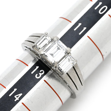 ノンブランド NON BRAND バゲットカット ダイヤリング プラチナシルバー Pt900 ダイヤモンド リング 指輪 12号