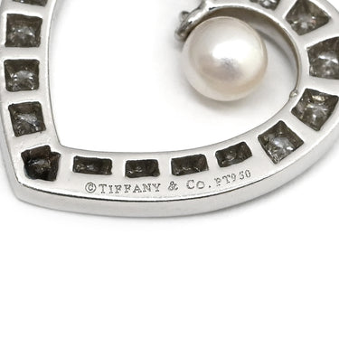 ティファニー Tiffany & Co センチメンタル ハート ダイヤモンド ペンダント プラチナシルバー Pt950 ダイヤモンド パール ネックレス T＆Co. あこや ベビーパール