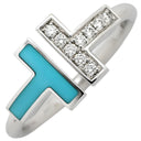 ティファニー Tiffany & Co ダイヤモンド ターコイズ ワイヤーリング 64028146 ホワイトゴールド K18WG ダイヤモンド ターコイズ リング 指輪 T＆Co. Au750 18K 18金 Tワイヤー 11号