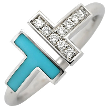 ティファニー Tiffany & Co ダイヤモンド ターコイズ ワイヤーリング 64028146 ホワイトゴールド K18WG ダイヤモンド ターコイズ リング 指輪 T＆Co. Au750 18K 18金 Tワイヤー 11号