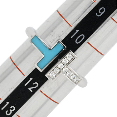 ティファニー Tiffany & Co ダイヤモンド ターコイズ ワイヤーリング 64028146 ホワイトゴールド K18WG ダイヤモンド ターコイズ リング 指輪 T＆Co. Au750 18K 18金 Tワイヤー 11号