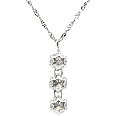 ノンブランド NON BRAND ダイヤペンダント プラチナシルバー Pt900 ダイヤモンド Pt850(チェーン) ネックレス 3石 3連 ドロップ