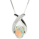 ノンブランド NON BRAND ブラックオパール ダイヤペンダント プラチナシルバーxホワイトゴールド Pt900 ブラックオパール ダイヤモンド K18WG(チェーン) ネックレス