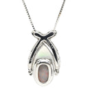 ノンブランド NON BRAND ブラックオパール ダイヤペンダント プラチナシルバーxホワイトゴールド Pt900 ブラックオパール ダイヤモンド K18WG(チェーン) ネックレス