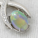 ノンブランド NON BRAND ブラックオパール ダイヤペンダント プラチナシルバーxホワイトゴールド Pt900 ブラックオパール ダイヤモンド K18WG(チェーン) ネックレス