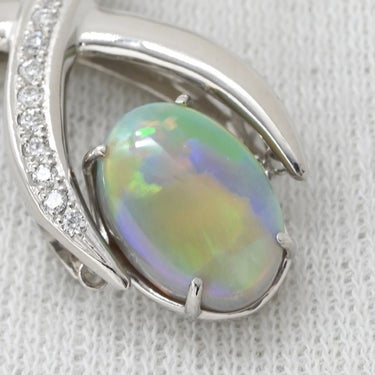 ノンブランド NON BRAND ブラックオパール ダイヤペンダント プラチナシルバーxホワイトゴールド Pt900 ブラックオパール ダイヤモンド K18WG(チェーン) ネックレス