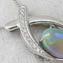 ノンブランド NON BRAND ブラックオパール ダイヤペンダント プラチナシルバーxホワイトゴールド Pt900 ブラックオパール ダイヤモンド K18WG(チェーン) ネックレス