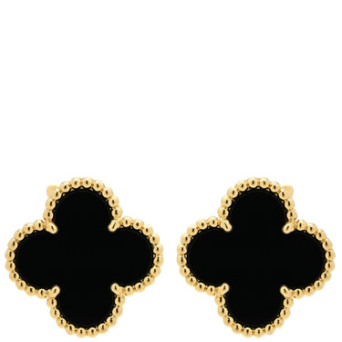 ヴァンクリーフアーペル Van Cleef & Arpels ヴィンテージ アルハンブラ VCARA44200 ブラック×イエローゴールド K18YG オニキス ピアス Au 750YG 黒 18K 花