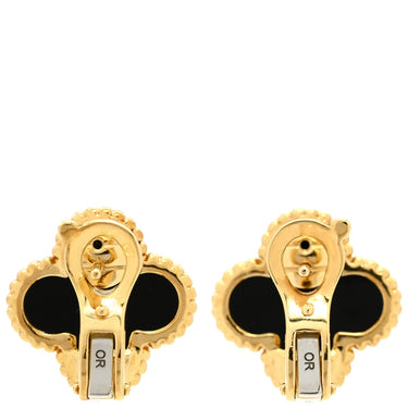 ヴァンクリーフアーペル Van Cleef & Arpels ヴィンテージ アルハンブラ VCARA44200 ブラック×イエローゴールド K18YG オニキス ピアス Au 750YG 黒 18K 花