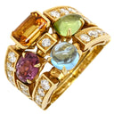 ブルガリ BVLGARI アレグラリング イエローゴールドXマルチカラー K18YG ブルートパーズ ピンクトルマリン ペリドット シトリンクォーツ ダイヤモンド リング 指輪 K18YG 18K 750 18金 12.5号