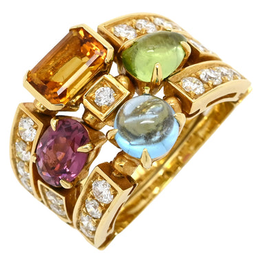 ブルガリ BVLGARI アレグラリング イエローゴールドXマルチカラー K18YG ブルートパーズ ピンクトルマリン ペリドット シトリンクォーツ ダイヤモンド リング 指輪 K18YG 18K 750 18金 12.5号